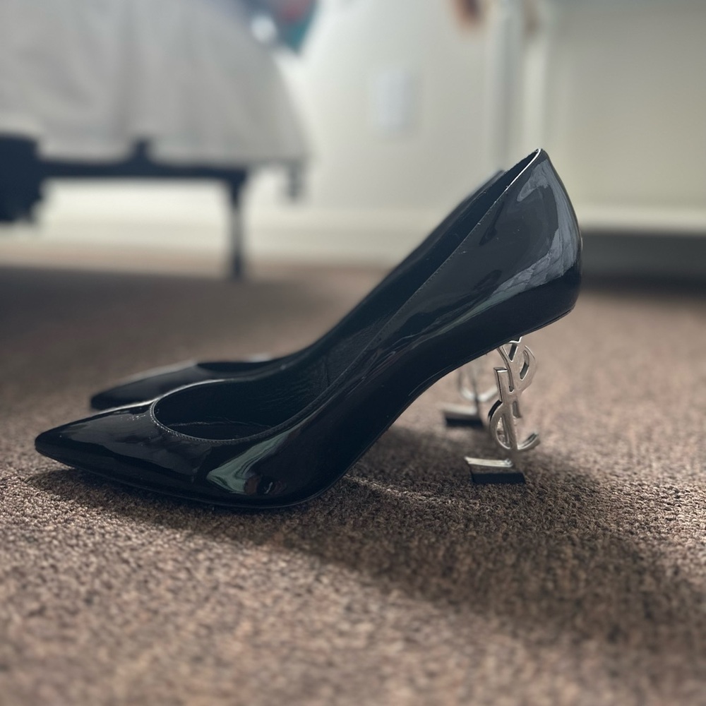 YSL black and silver pumps